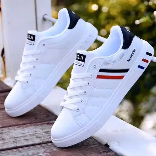 Erkek Spor Ayakkabı rahat ayakkabılar Erkekler Flats Zapatillas Hombre Hafif Pu Deri Nefes Ayakkabı Erkek Beyaz Spor Tenis Ayakkabıları - Görsel 2