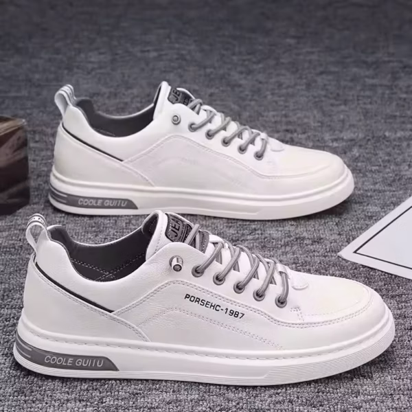 2025 İlkbahar ve Sonbahar Moda Erkek Günlük Ayakkabılar Yeni Moda Bağcıklı Beyaz Ayakkabı Öğrenci Konfor Spor Vulkanize Ayakkabı - Görsel 2